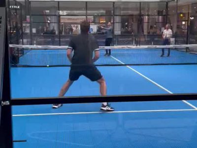 Former world champion in tennis Andy Murray is plating the Instantpadel court at Westfield London